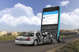 Texting  driving eyes off the road auto accident car crash